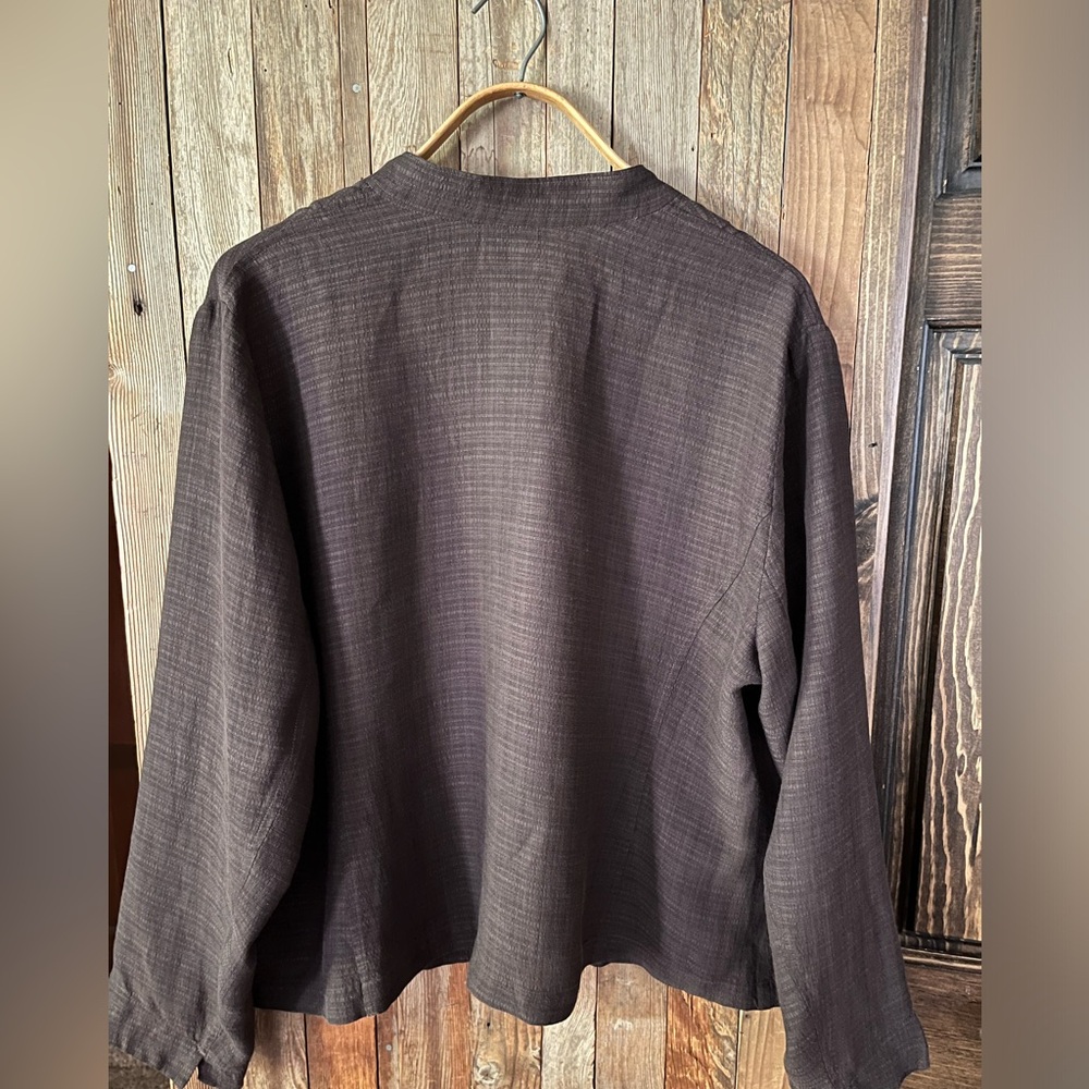 Eileen Fisher Womens Top or Jacket Button Up Viscose Linen Chocolate Brown Sz XL - Picture 4 of 4